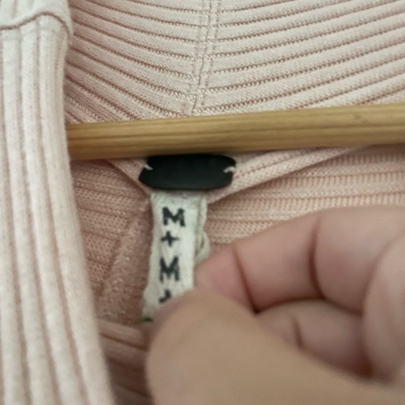 We the Free Lover Split Back Ribbed Sweater Pullover Peachy Pink Raw Hem - Picture 6 of 10